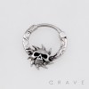 GOTHIC SKULL AND SNAKE WRAPPED FRAME 316L SURGICAL STEEL EARRING